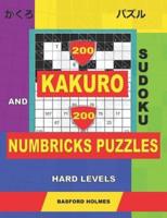 200 Kakuro Sudoku and 200 Numbricks Puzzles Hard Levels.