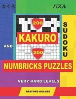 200 Kakuro Sudoku and 200 Numbricks Puzzles Very Hard Levels.