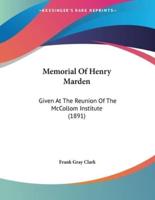 Memorial Of Henry Marden