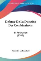 Defense De La Doctrine Des Combinaisons