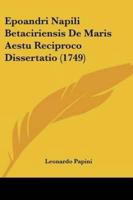 Epoandri Napili Betaciriensis De Maris Aestu Reciproco Dissertatio (1749)