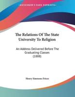 The Relations Of The State University To Religion