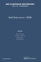 Solid-State Ionics — 2008: Volume 1126