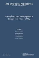 Amorphous and Heterogeneous Silicon Thin Films - 2000: Volume 609