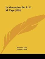 In Memoriam Dr. R. C. M. Page (1899)