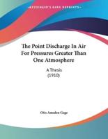 The Point Discharge In Air For Pressures Greater Than One Atmosphere