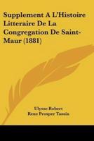 Supplement A L'Histoire Litteraire De La Congregation De Saint-Maur (1881)