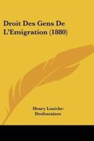 Droit Des Gens De L'Emigration (1880)