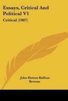 Essays, Critical And Political V1
