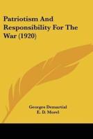 Patriotism And Responsibility For The War (1920)