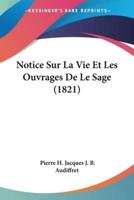 Notice Sur La Vie Et Les Ouvrages De Le Sage (1821)