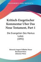 Kritisch-Exegetischer Kommentar Uber Das Neue Testament, Part 1