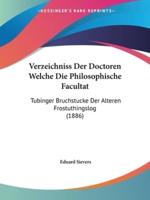 Verzeichniss Der Doctoren Welche Die Philosophische Facultat