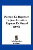 Discours De Reception De Jules Lemaitre