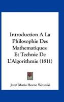 Introduction A La Philosophie Des Mathematiques