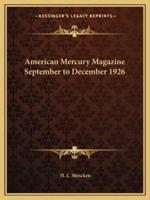 American Mercury Magazine September to December 1926