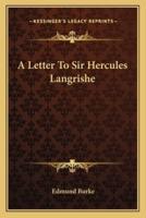 A Letter To Sir Hercules Langrishe