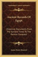 Ancient Records Of Egypt