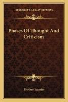 Phases Of Thought And Criticism