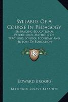 Syllabus Of A Course In Pedagogy