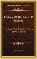 History Of The Bank Of England