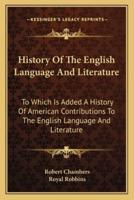 History Of The English Language And Literature