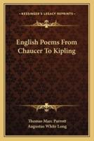 English Poems From Chaucer To Kipling
