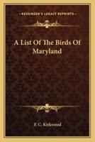 A List Of The Birds Of Maryland