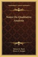 Notes On Qualitative Analysis