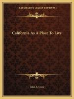 California As A Place To Live