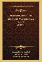 Transactions Of The American Mathematical Society (1922)