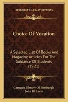 Choice Of Vocation