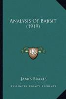 Analysis Of Babbit (1919)