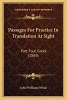 Passages For Practice In Translation At Sight