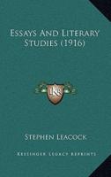 Essays and Literary Studies (1916)