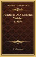 Functions of a Complex Variable (1915)