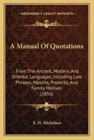 A Manual Of Quotations