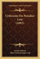 Criticisms On Paradise Lost (1892)