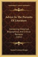 Advice In The Pursuits Of Literature
