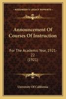 Announcement Of Courses Of Instruction