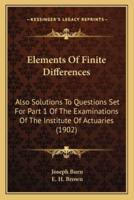 Elements Of Finite Differences