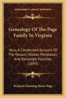 Genealogy of the Page Family in Virginia