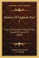 History Of England, Part 1