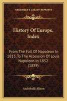 History Of Europe, Index