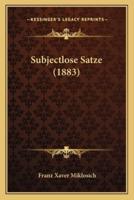 Subjectlose Satze (1883)