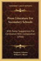 Prose Literature For Secondary Schools