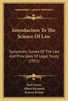 Introduction To The Science Of Law