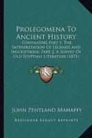 Prolegomena To Ancient History