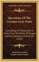 Specimens of the German Lyric Poets