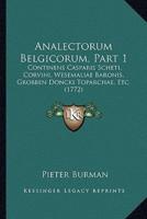 Analectorum Belgicorum, Part 1